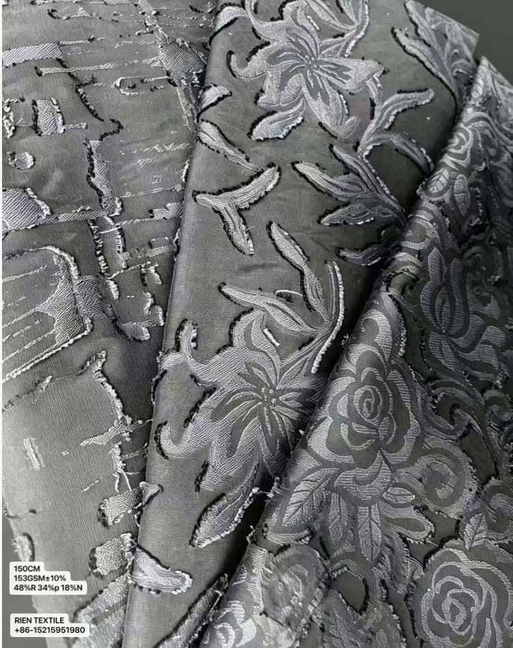 48%R 34%P 18%N Clip‑Jacquard Fabric