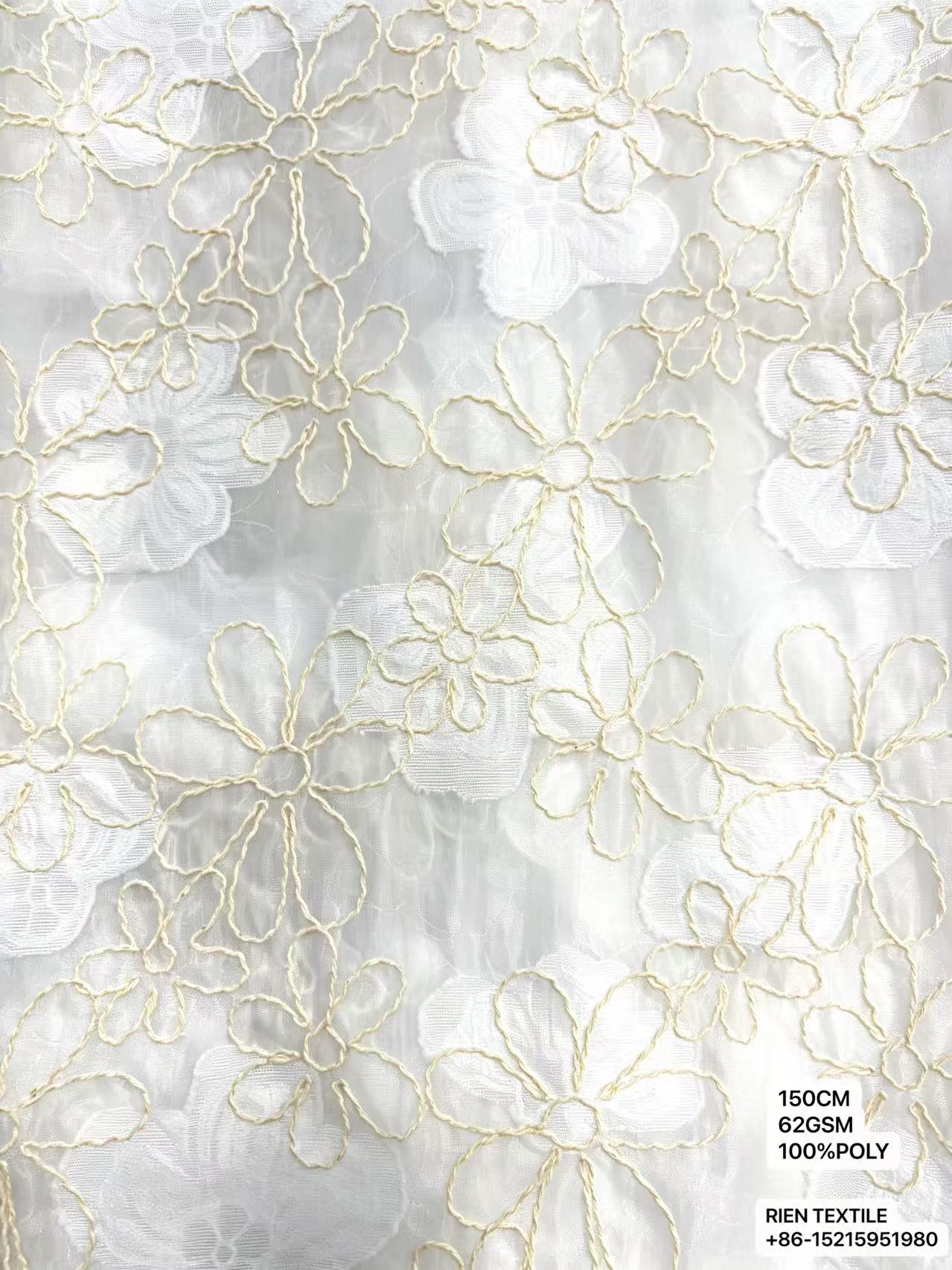 100%POLY Mesh Embroidery Fabric